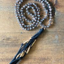 Load image into Gallery viewer, Black Suede Tassel Necklace