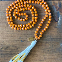 Load image into Gallery viewer, Team Light Orange and White Tassel Necklace