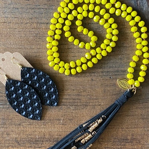 Team Black and Yellow Tassel Necklace