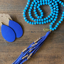 Load image into Gallery viewer, Team Blue and Powder Blue Tassel Necklace