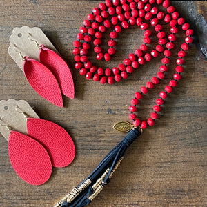 Team Red and Black Tassel Necklace