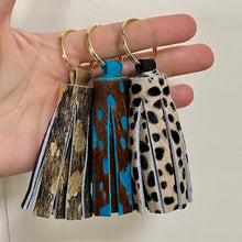 Load image into Gallery viewer, Hair on Hide Tassel Keychains