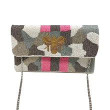 Load image into Gallery viewer, Light Camo Beaded Bee Clutch