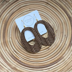 Braided Leather Oval Hoops