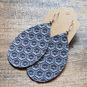 Ash Gray Honeycomb Leather Earring