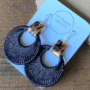 Woven Hoops with Animal Print Leather