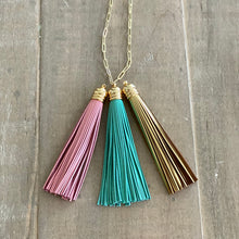 Load image into Gallery viewer, Spring Leather Tassel Necklaces with Paperclip Chain