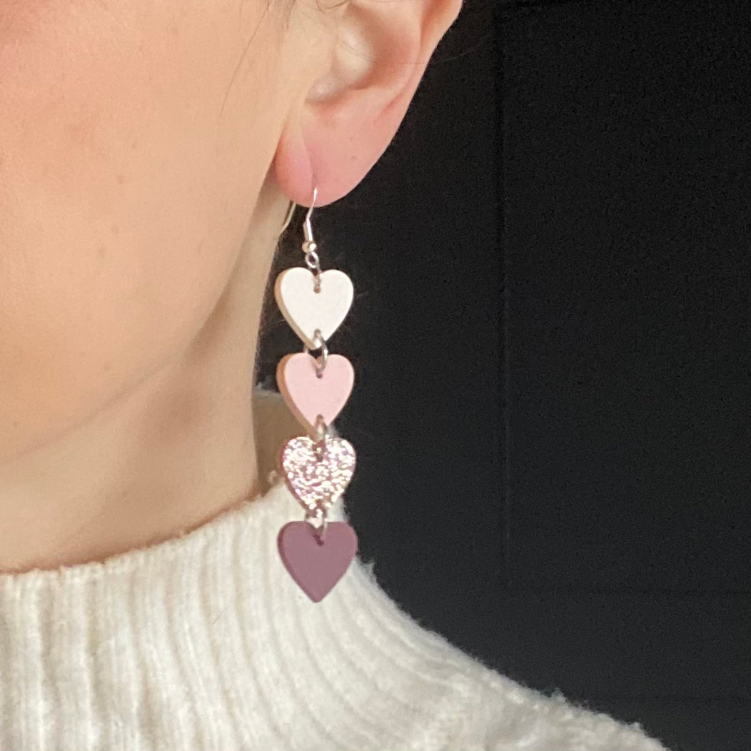 Matte Pink Heart Earrings