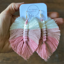 Load image into Gallery viewer, Macrame Feather Statement Earrings