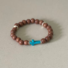 Load image into Gallery viewer, Turquoise and Wood Bracelet and Earring Setv