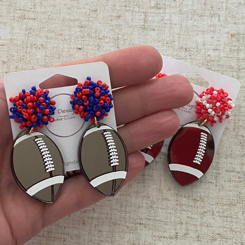 Football Earrings + Seed Bead Stud