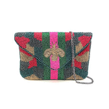 Load image into Gallery viewer, Mini BEE-You Striped Camo Beaded Clutch