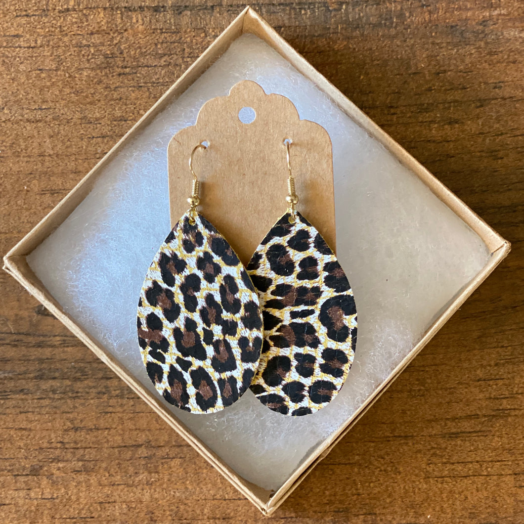Chocolate Leopard Leather Earring