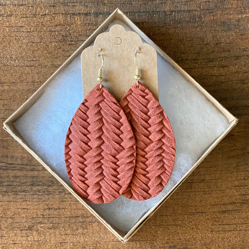 Braided Rust Leather Earring (additional styles available)