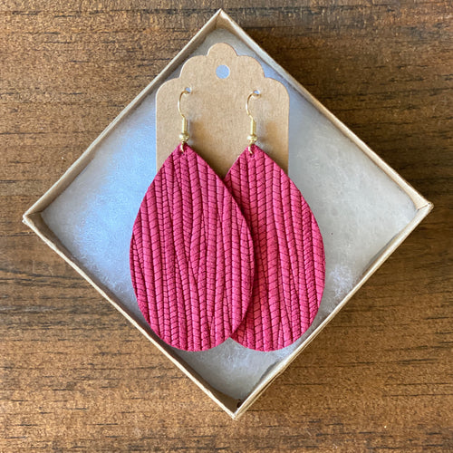 Cranberry Palm Leather Earring (additional styles available)