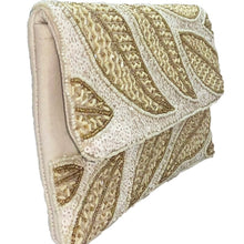 Load image into Gallery viewer, Willow Leaves Cream Sequins Bead Clutch