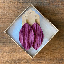Load image into Gallery viewer, Deep Plum Palm Leather Earring (additional styles available)