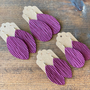 Deep Plum Palm Leather Earring (additional styles available)