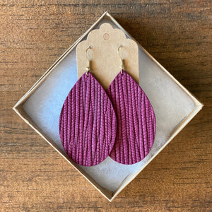 Deep Plum Palm Leather Earring (additional styles available)
