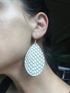 Platinum Cobra Leather Earring