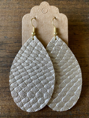 Platinum Cobra Leather Earring