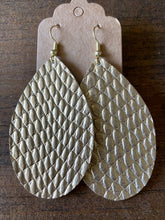 Load image into Gallery viewer, Gold Cobra Leather Earrings