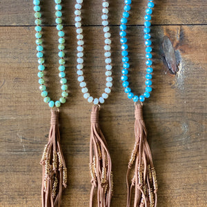 Tan Suede Tassel Necklace