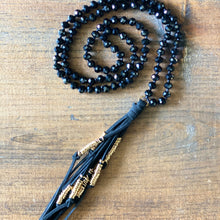 Load image into Gallery viewer, Black Suede Tassel Necklace
