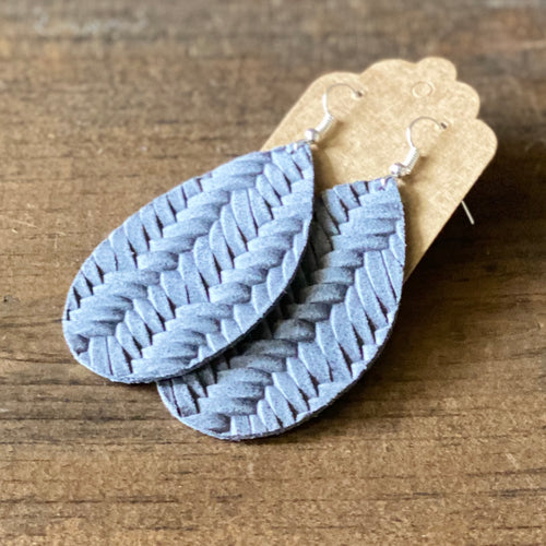 Braided Ash Grey Leather Earrings (additional styles)