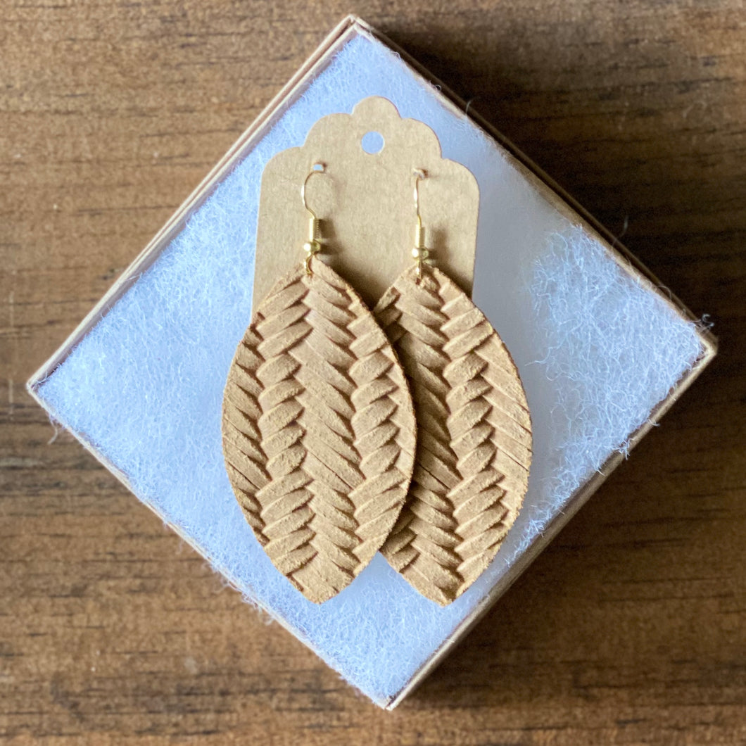 Braided Camel Leather Earrings (additional styles)
