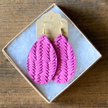 Load image into Gallery viewer, Braided Hot Pink Leather Earrings (additional styles)