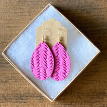 Load image into Gallery viewer, Braided Hot Pink Leather Earrings (additional styles)