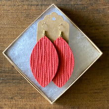 Load image into Gallery viewer, Bright Red Palm Leather Earrings (additional styles)