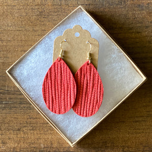 Bright Red Palm Leather Earrings (additional styles)