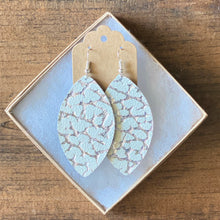 Load image into Gallery viewer, Silver and White Crackle Leather Earrings (additional styles)