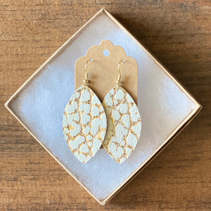 Gold and White Crackle Leather Earrings (additional styles)