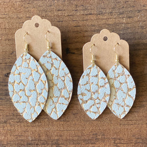 Gold and White Crackle Leather Earrings (additional styles)