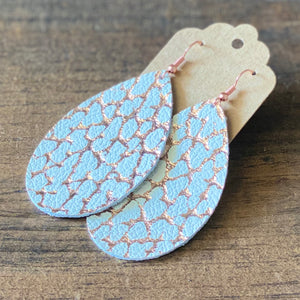 Rose Gold and White Crackle Leather Earrings (additional styles)