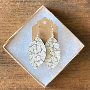 Silver and White Crackle Leather Earrings (additional styles)