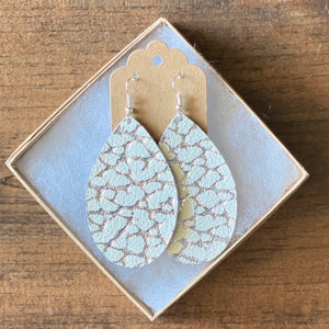 Silver and White Crackle Leather Earrings (additional styles)