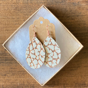 Rose Gold and White Crackle Leather Earrings (additional styles)