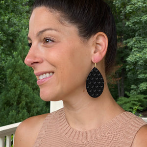 Black Honeycomb Leather Earrings (additional styles)