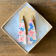 Load image into Gallery viewer, Rose Bouquet on Navy Cork Leather Earrings (additional styles)