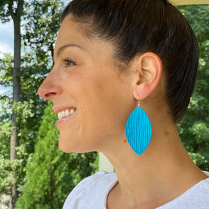 Nautical Blue Palm Leather Earrings (additional styles)