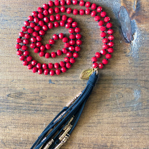 Team Red and Black Tassel Necklace