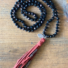 Load image into Gallery viewer, Team Black and Maroon Tassel Necklace
