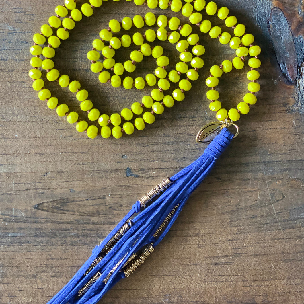 Team Blue and Yellow Tassel Necklace