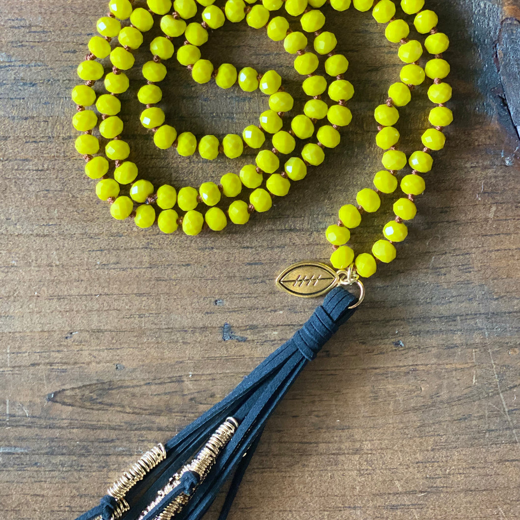 Team Black and Yellow Tassel Necklace