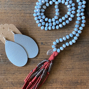 Team Maroon and Grey Tassel Necklace