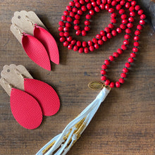 Load image into Gallery viewer, Team Red and White Tassel Necklace